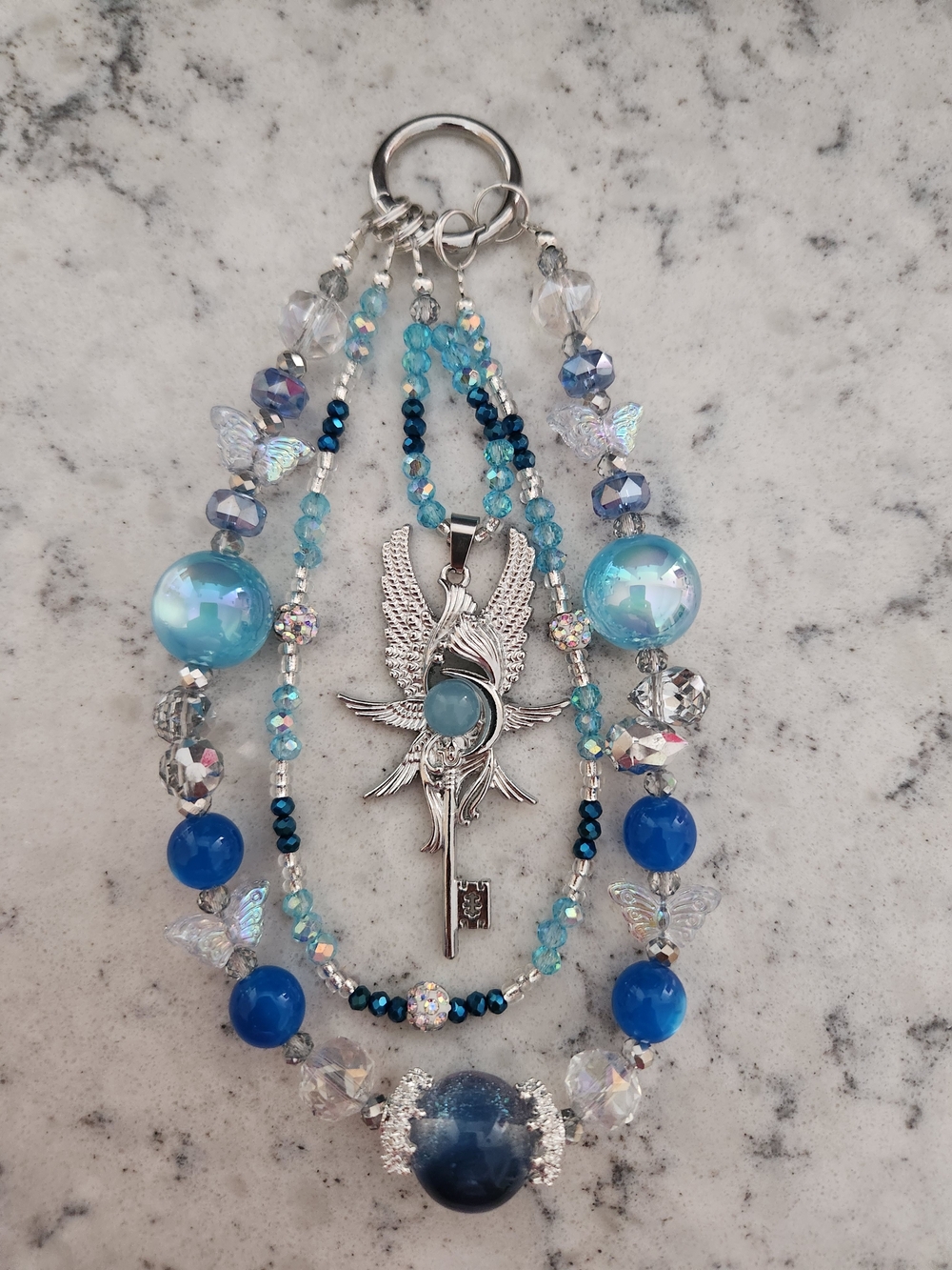 Silver Key Pendant Keychain